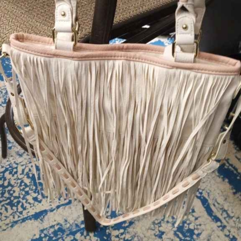 Steve Madden White Fringe Crossbody Bag